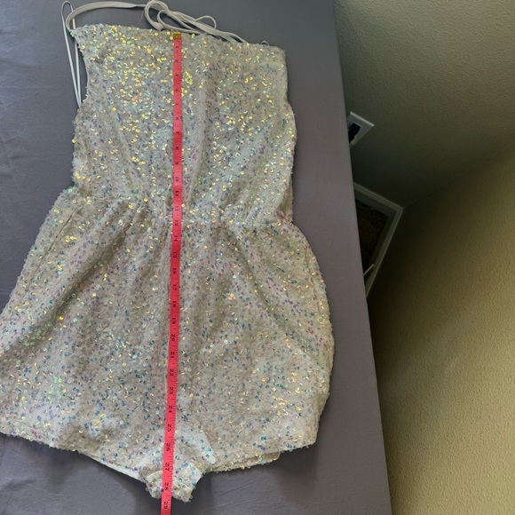 Cloud Ten romper women large cowl neck open back sequin halter one piece white - Picture 10 of 13